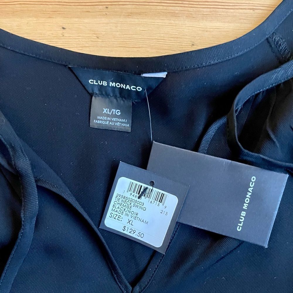 Club Monaco Tie Neck Swing Top. Black, Size XL. NWT. - Picture 9 of 11